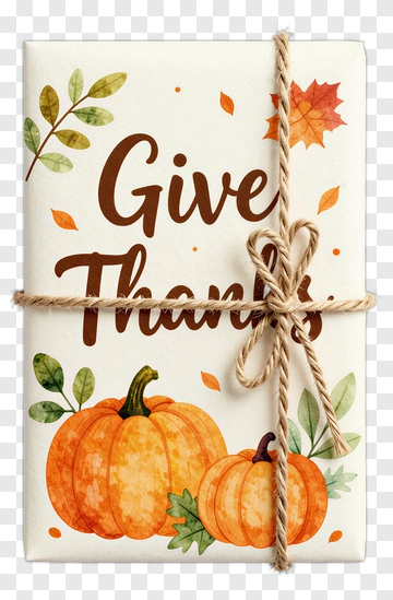 Thanksgiving Card With Pumpkins And Autumn Leaves PNG