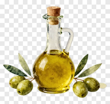 Olive Oil Bottle With Green Olives PNG
