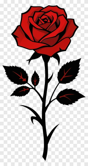 Red Rose With Black Leaves PNG