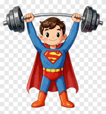 Cartoon Boy Lifting A Barbell PNG