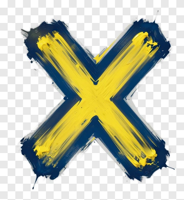 Yellow And Blue Brush Stroke X PNG