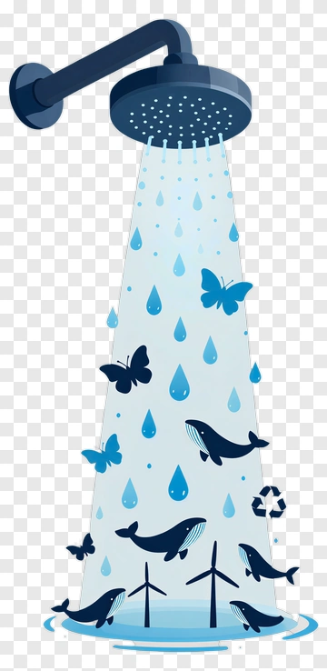 Shower With Whales And Butterflies PNG
