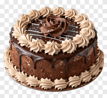Chocolate Cake With Decorative Rose PNG