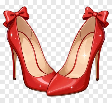 Red High Heels With Bows PNG