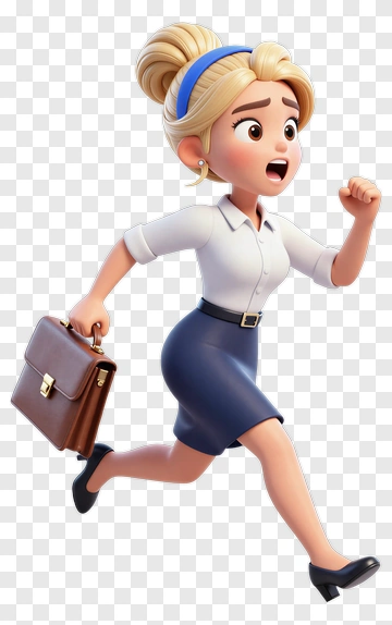 Cartoon Businesswoman Running With A Briefcase PNG