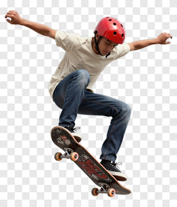 Skateboarder Performing A Trick In A Red Helmet PNG