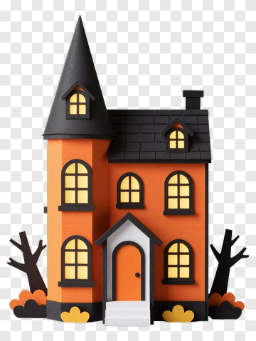 Halloween Haunted House Decoration PNG