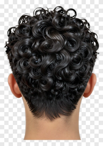 Curly Black Hair From The Back PNG