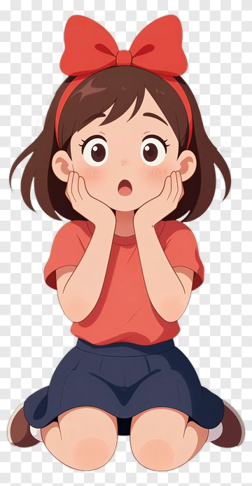 Surprised Girl Sitting With Hands On Face PNG