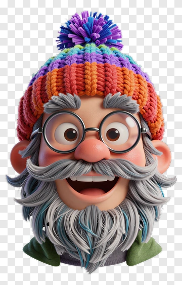 3D Cartoon Man With Colorful Hat PNG
