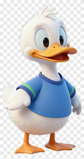 Cartoon Duck Wearing A Blue Shirt PNG