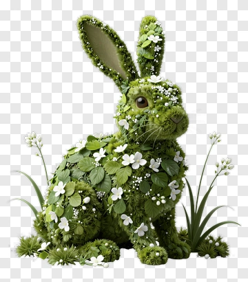 Floral Green Rabbit PNG