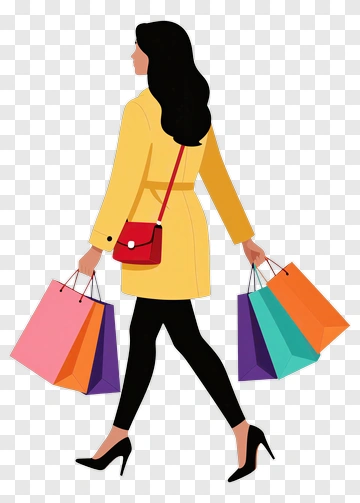 Woman Carrying Shopping Bags PNG