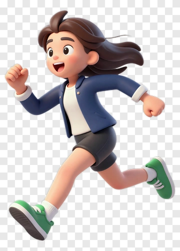 Cartoon Girl Running PNG