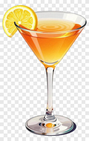 Cocktail Glass With Lemon Slice PNG