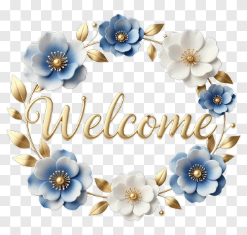 Welcome Floral Wreath PNG