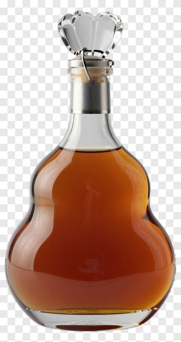 Glass Bottle Of Brown Liquor PNG