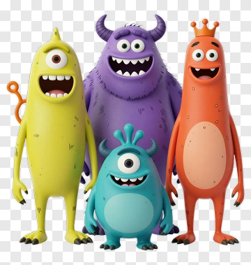 Cartoon Monsters Group PNG