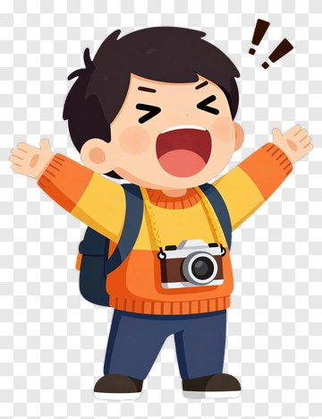 Cartoon Boy Taking Photos With A Camera PNG