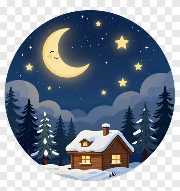 Cozy Cabin Under A Starry Night Sky PNG