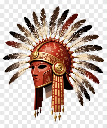 Native American Warrior Helmet With Feathers PNG