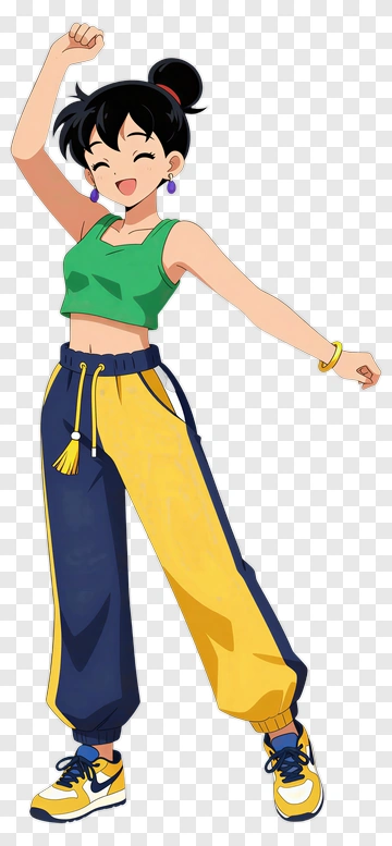 Happy Cartoon Girl Dancing PNG