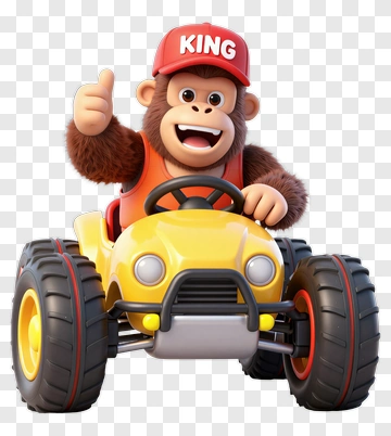 Cartoon Monkey Driving A Yellow Go-Kart PNG