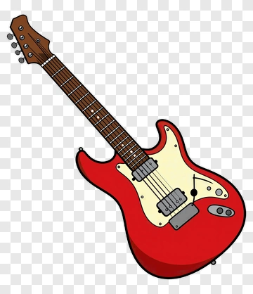 Cartoon Red Electric Guitar PNG