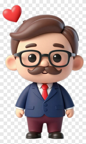 3D Cartoon Man In Suit With Heart PNG