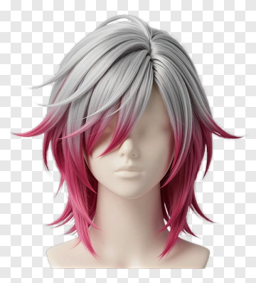 Pink And Gray Wig PNG