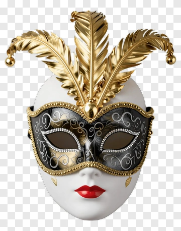 Elegant Carnival Mask With Feathers PNG