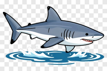 Cartoon Shark Swimming In Water PNG