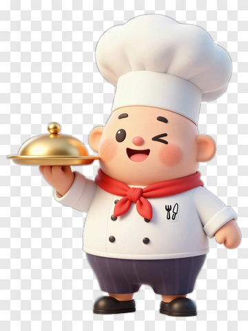 3D Chef Holding A Serving Tray PNG
