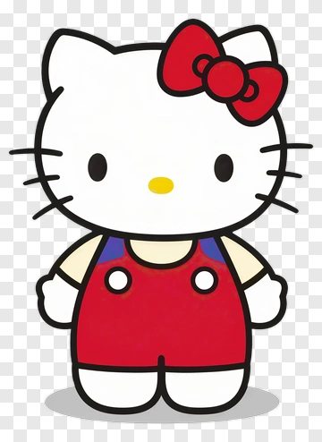 Hello Kitty Character In Red Overalls PNG