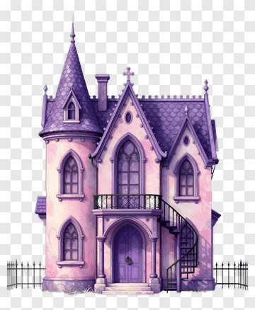 Purple Gothic House With Spiral Staircase PNG
