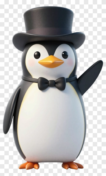 Cartoon Penguin Wearing A Top Hat And Bow Tie PNG