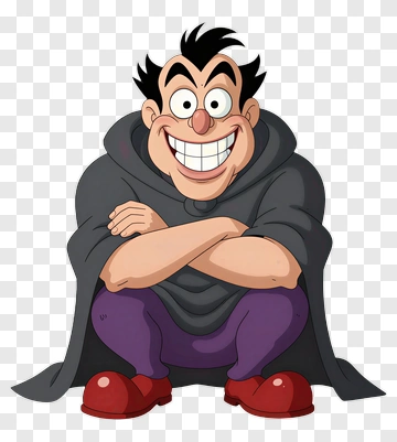 Cartoon Villain Smiling And Crouching PNG