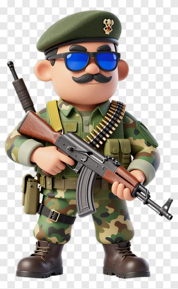 3D Soldier Holding A Rifle PNG