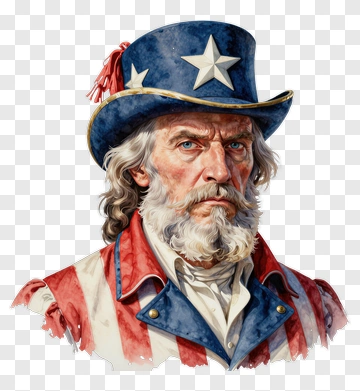 Patriotic Man In Uncle Sam Hat PNG