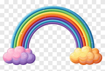 Colorful Rainbow With Clouds PNG