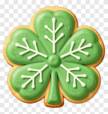 Shamrock Cookie With Icing Decoration PNG