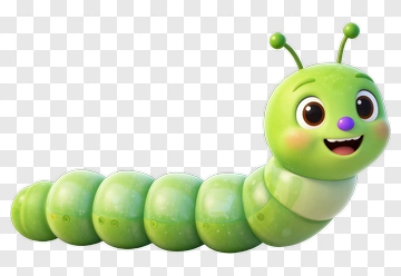Cartoon Caterpillar With A Happy Expression PNG