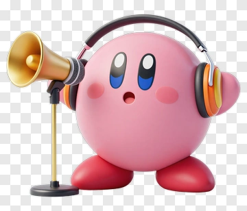 Kirby Singing Into A Microphone PNG