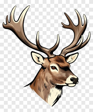 Cartoon Deer Head With Antlers PNG