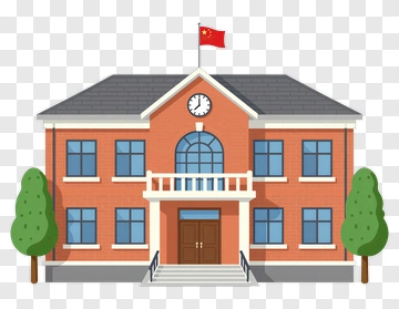 School Building With Flag PNG