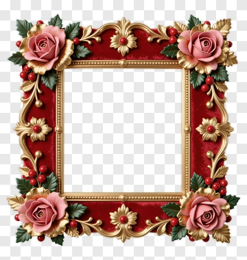 Vintage Floral Picture Frame PNG