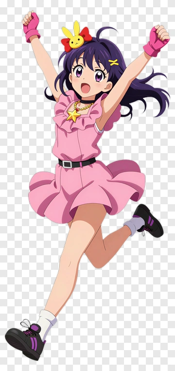 Happy Girl In Pink Dress Jumping With Excitement PNG