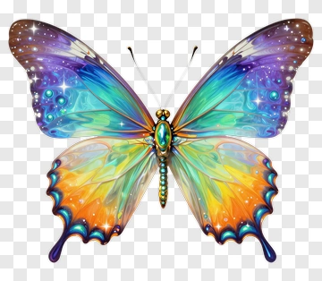 Colorful Butterfly With Sparkling Wings PNG