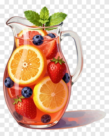 Fruit Pitcher With Strawberries And Citrus PNG