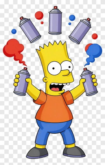 Bart Simpson Juggling Spray Cans PNG